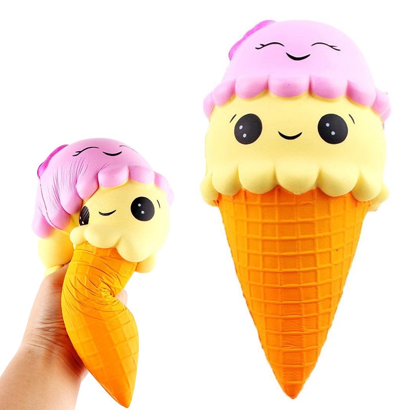 Squishy ice Cream Cone Jumbo Slow Rising Soft Squishes Lovely Phone Straps Toys Stress Relief Toy Kid 18cm