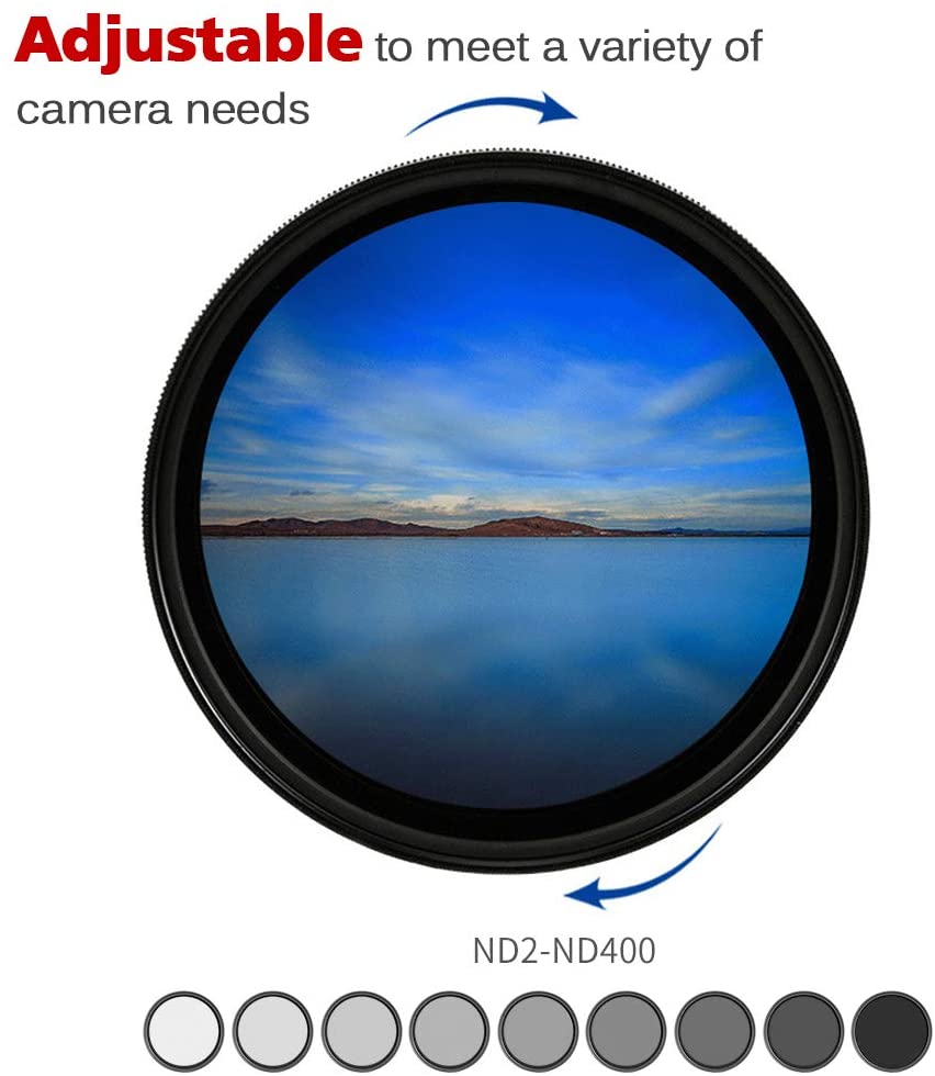 Fader Variable ND Filter Adjustable ND2 to ND400 Neutral Density 37 40.5 43 46 49 52 55 58 62 67 72 77 82 86 mm