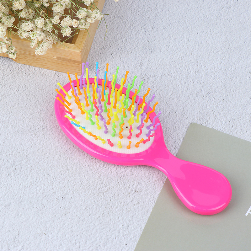 bébé garçons filles peigne à cheveux couleur bonbon en plastique brosse à cheveux enfant Portable voyage antistatique confortable tête masseur peignes: rose