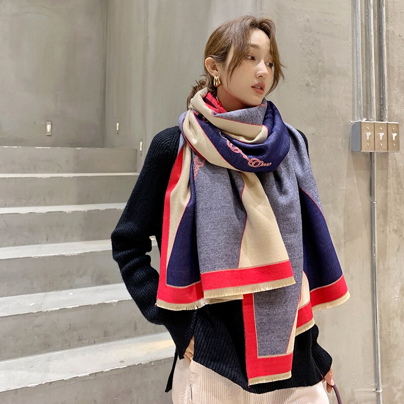 Koi springende europese en amerikaanse stijl dames populaire kleur bijpassende print kasjmier sjaal warme sjaal beste