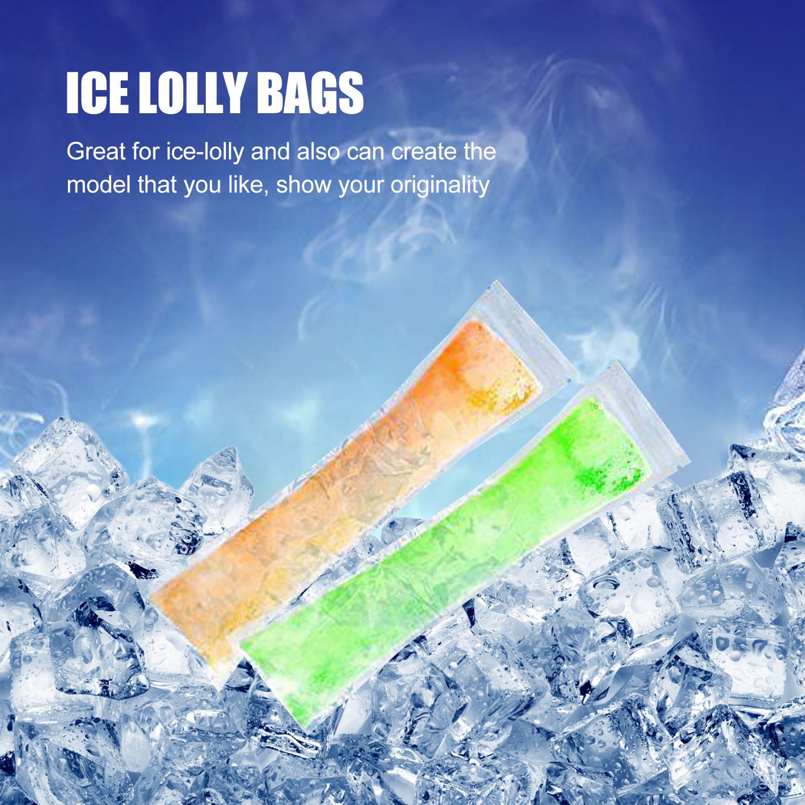 60pcs DIY Ice Lollies Crushed Ice Bag Disposable Transparent Ice Lolly Packing Bags Sealing Bag Ice Cream Making Thicker Bags