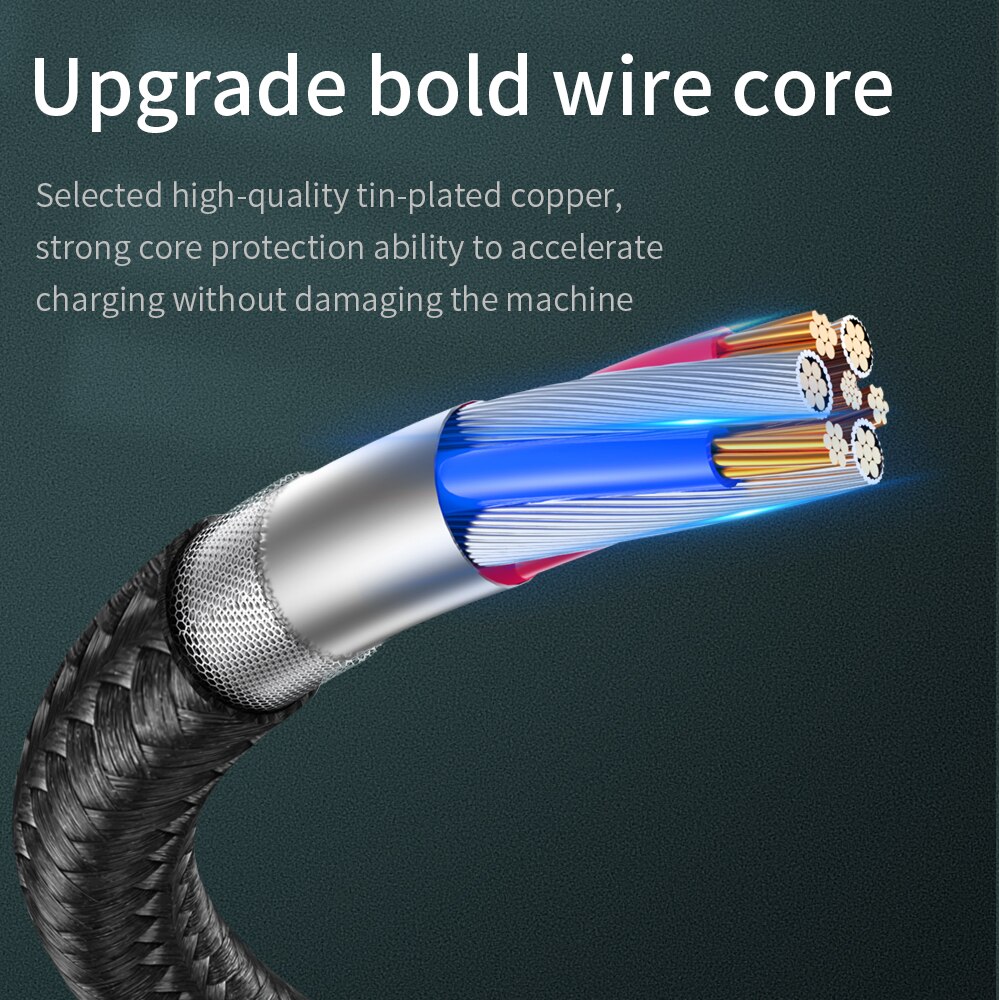 3A Micro USB Cable Breathing ligh Fast Charging For Samsung Galaxy S7 S6 Xiaomi 1.2m/ 2m For Android Micro USB V8 Charger Cables