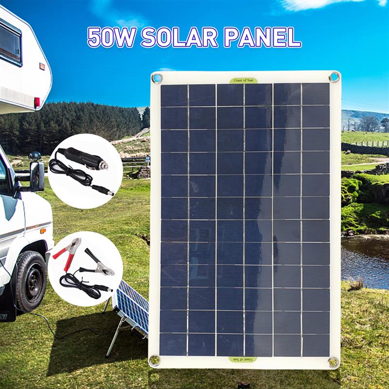 50W Zonnepaneel 12V Polykristallijne Dubbele Usb Power Draagbare Outdoor Zonnecel Auto Camping Telefoon Oplader W/Solar Charger
