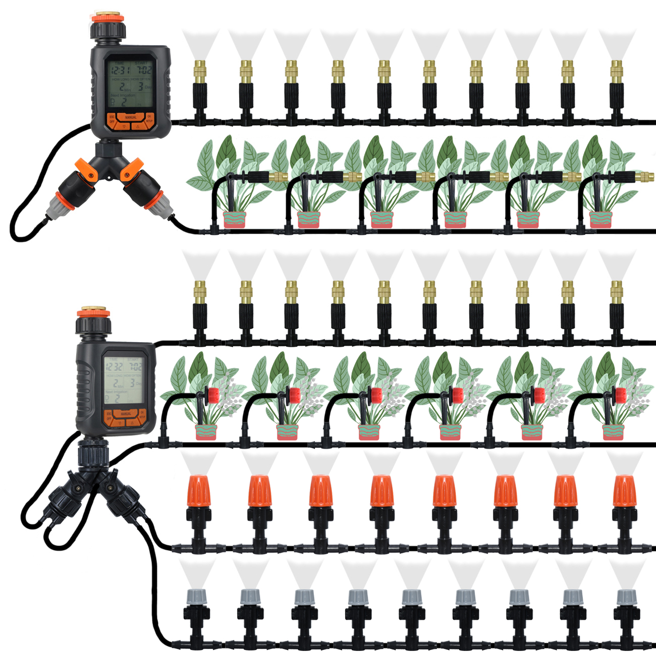 KESLA 5M-30M Gartenbewässerung draussen Beschlagen Kühlsystem Bewässerung 1/4'' Durcheinander Zerstäuberdüsen 4/7mm Schlauch Terrasse Gewächshaus