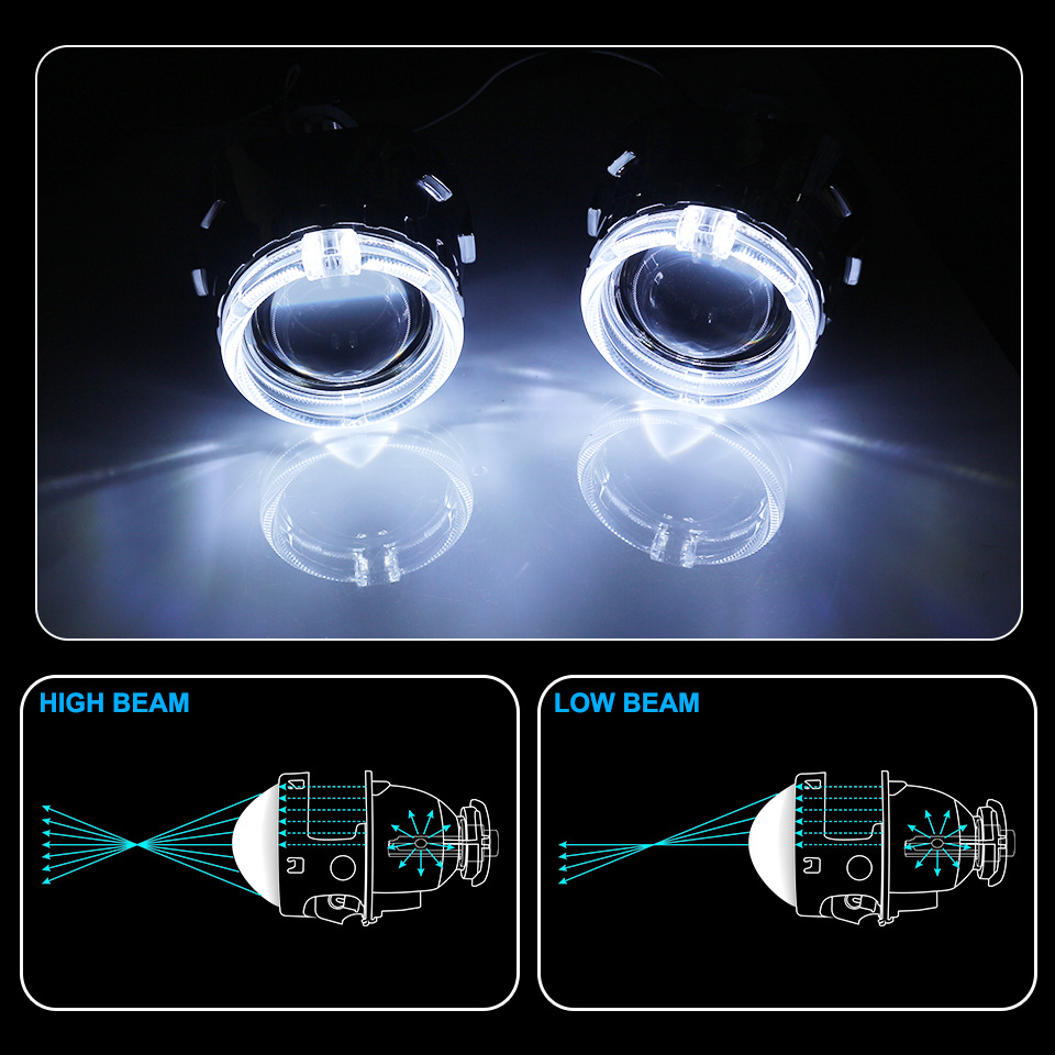 KAFOLEE Retrofit Styling HID Bi-xenon High Low Beam H1 Mini Projector Lens Headlight lenses H4 H7 HB3 Car Headlights 2.5inch RHD