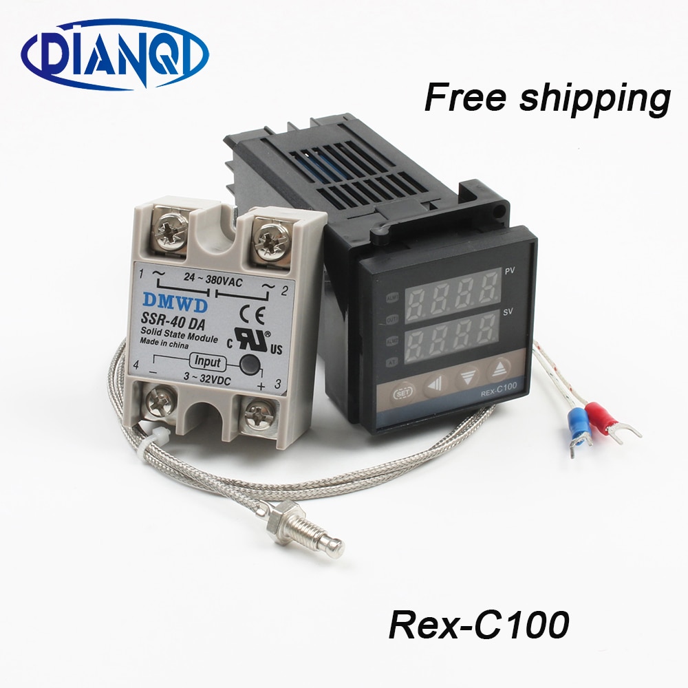 REX-C100 digital pid controlador de temperatura termostato ssr saída + max.40a ssr relé + k sonda termopar