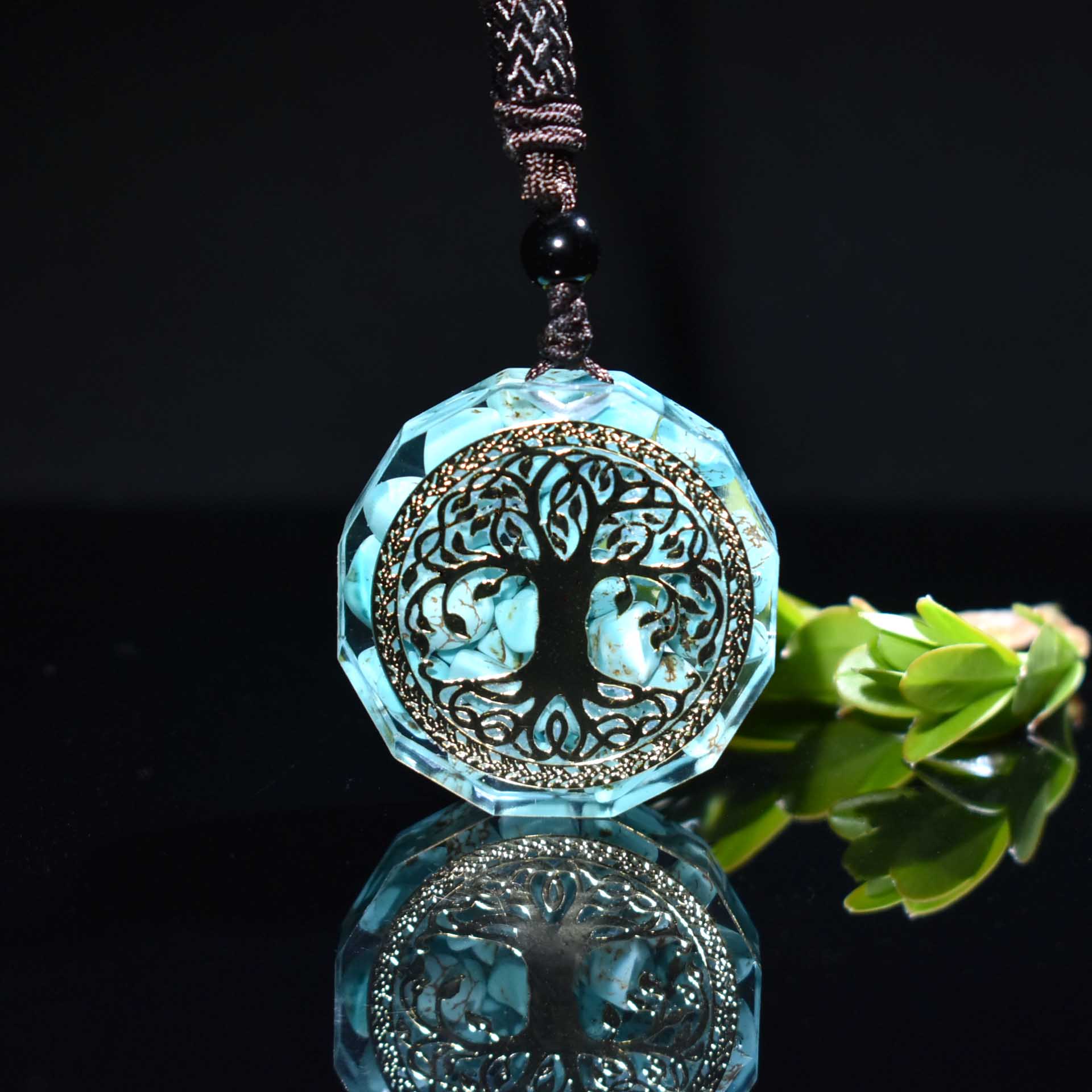 Colgante Árbol de la vida Orgone, collar de orgonita de energía, cristal rosa, joyería de resina curativa, piedra de cristal Natural, triangulación de envíos