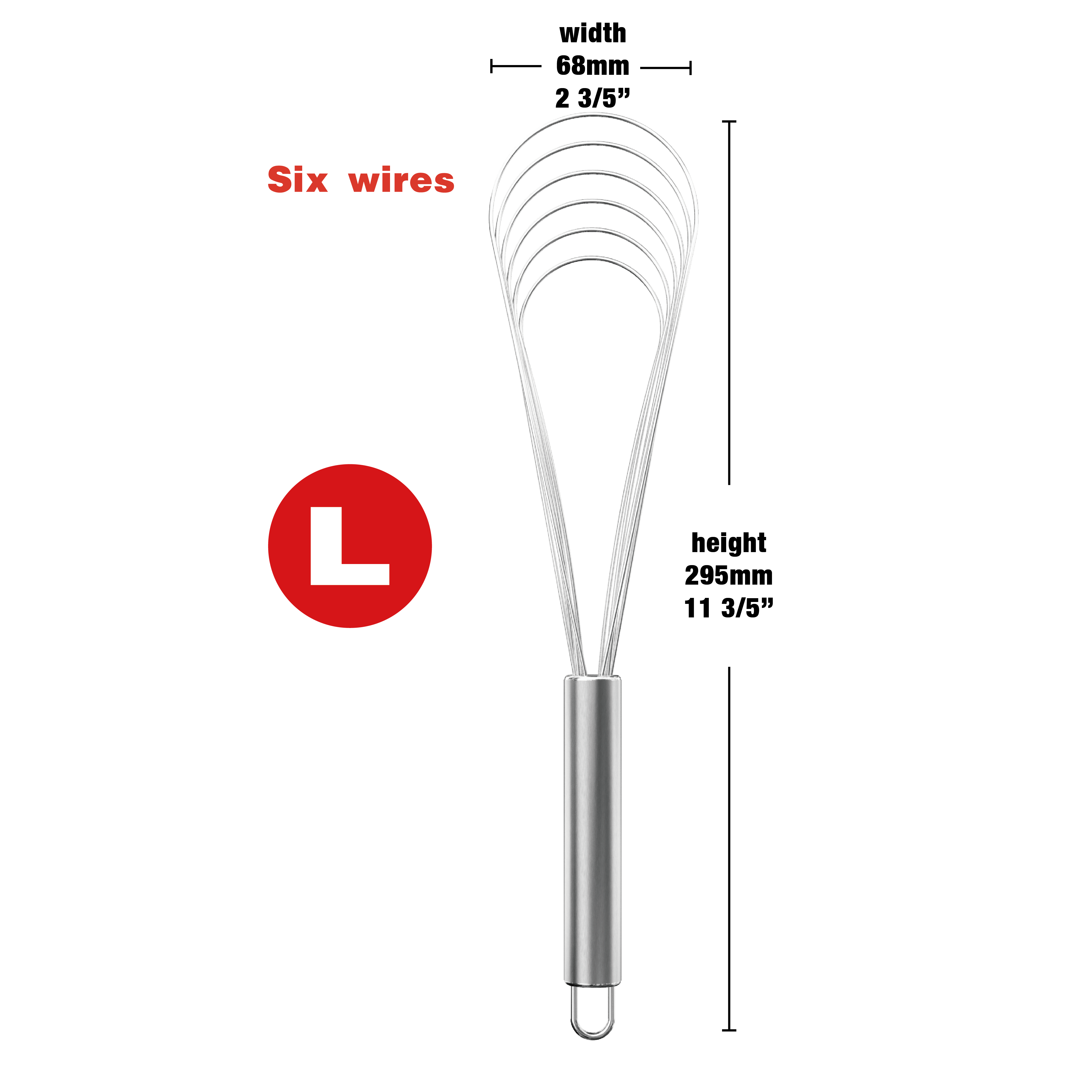 VIMACO® Flat Whisk Stainless Steel 8"10"12" Egg Utensils for Kitchen Baking Prepworks