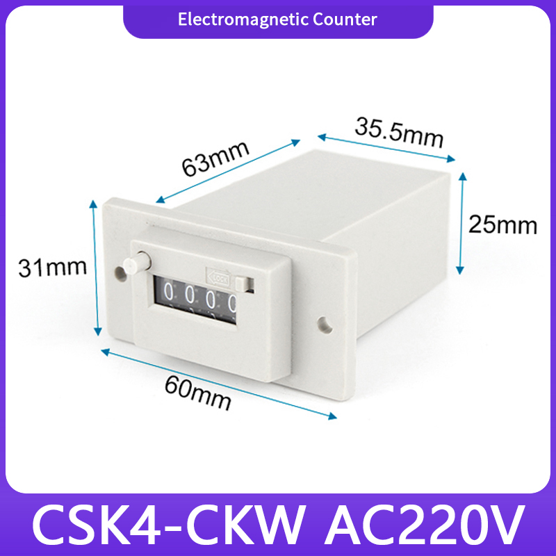 CSK-CKW 4/5/6-Digit Elektromagnetische Teller Met Handmatige Afsluitbare Puls Teller Meerdere Spanningen DC24V AC220V: Donkergrijs