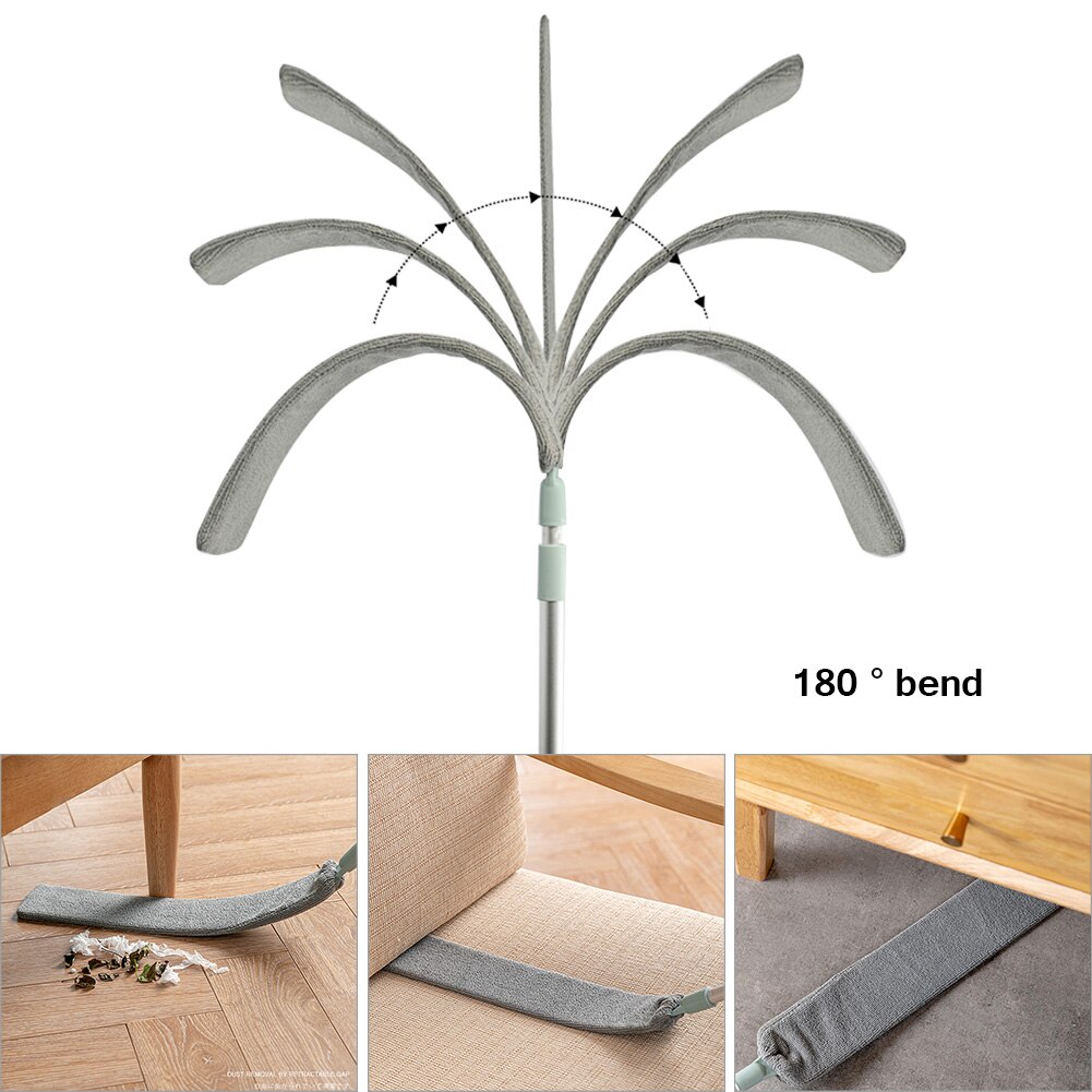 Cepillo de polvo para mesita de noche, accesorio retráctil para cama, hueco inferior, mango largo, microfibra mágica, artefacto de limpieza de polvo, barrido de pelo para el hogar