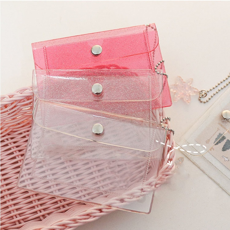 transparent Wasserdichte Pvc Frauen Karte Brieftasche fallen Visitenkarte Halfter Männer Kreditkarte Tasche Ich würde Karte Mini Brieftasche Mädchen Münze geldbörse: 1Stck Farbe zufällig