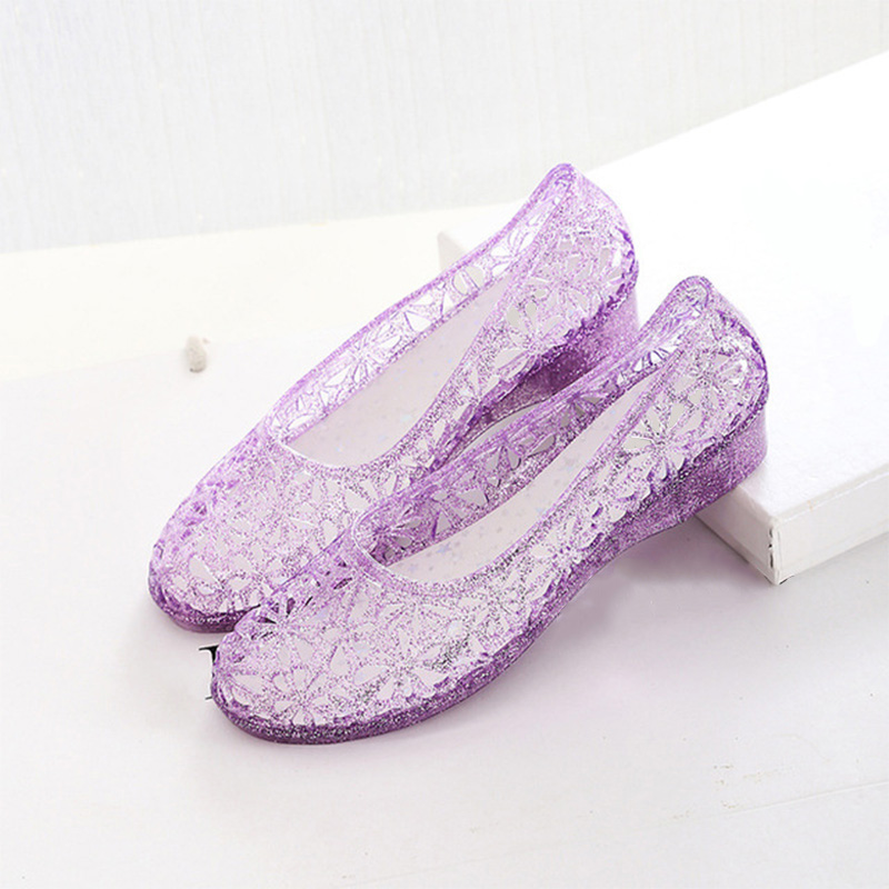 Summer Womens Sandals Flat Jelly Shoes Hollow Out Slip-On Loafers Female Soft Comfort Casual Shoes Ladies Footwear: purple / 6.5