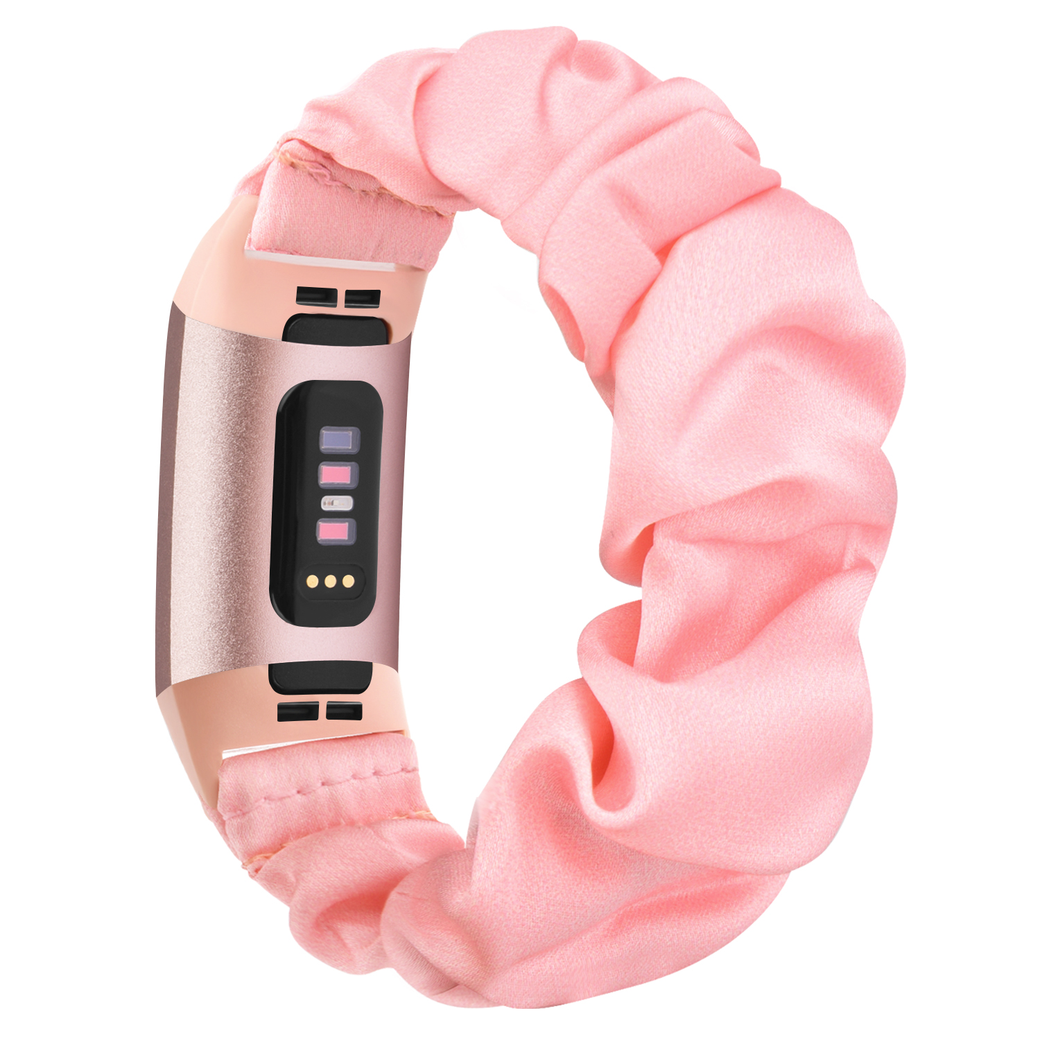 Nuovo cinturino elastico Scrunchie per Fitbit Charge 4 cinturino in tessuto a 3 cinturini cinturino per cinturino Fitbit Charge 3 4: Pink / Size L