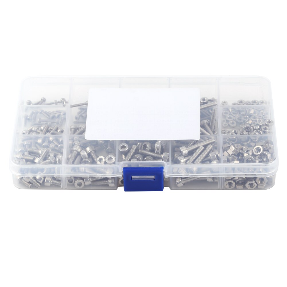 Stainless Steel SS304 Hex Socket Flange Screws Cap Head Bolts Screws and Nuts Fastener Assrotment Set 480pcs M2 M3 M4
