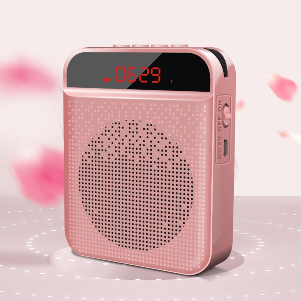Sala de aula portátil bluetooth amplificador voz ensino usb recarregável megafone com fio para professores festa viagem com microfone: Rose Gold