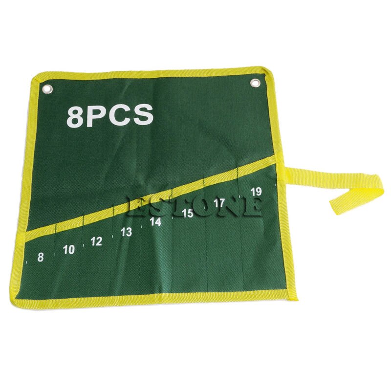 6/8/10/12/14/25 Pocket Grids Canvas Roll Spanner Plier Wrench Tool Storage Bag: 8Pcs