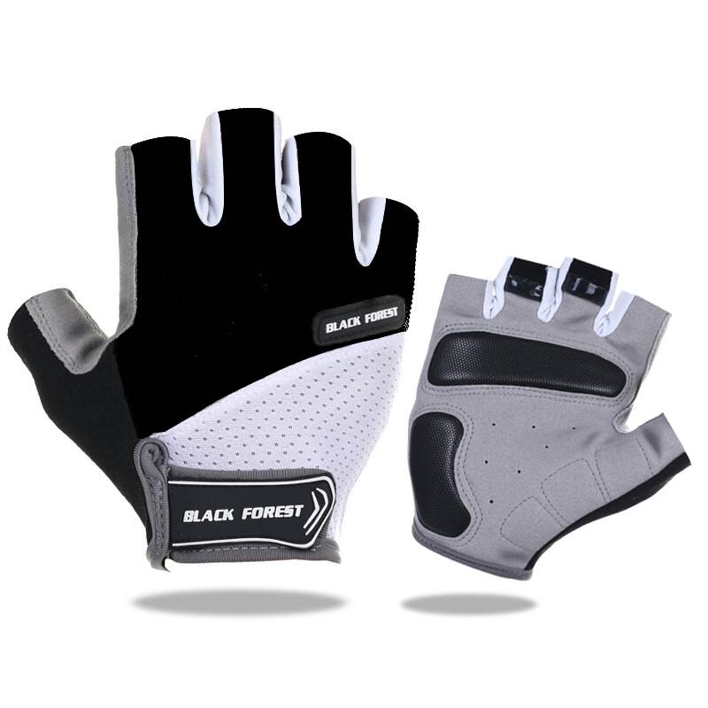 Fiets handschoenen fiets sport half vinger handschoenen schokabsorberende wanten handschoenen heren dames race motorcross mtb race handschoenen: Zwart 1 / Xl