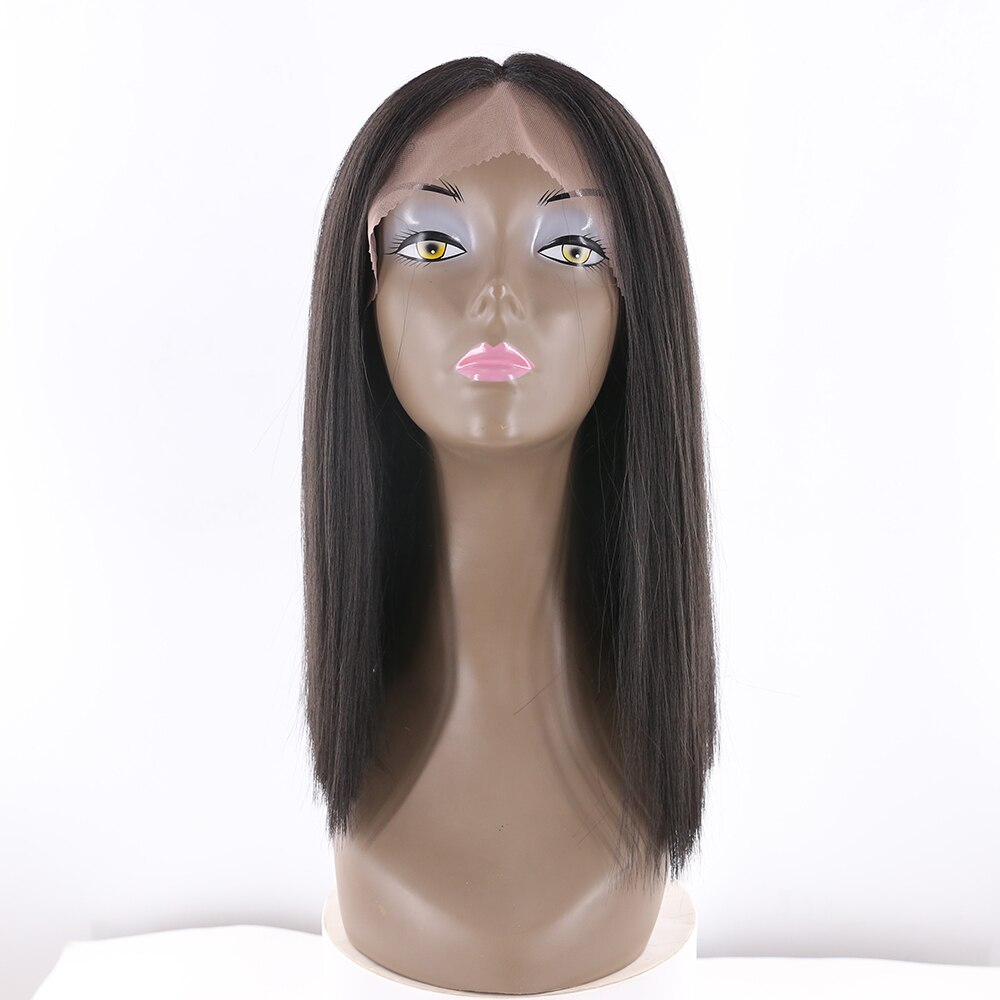 SOKU peluca con malla frontal sintética recta para mujeres, Color negro, marrón, granate, peluca de pelo de encaje, fibra resistente al calor con pelo de bebé: #1B