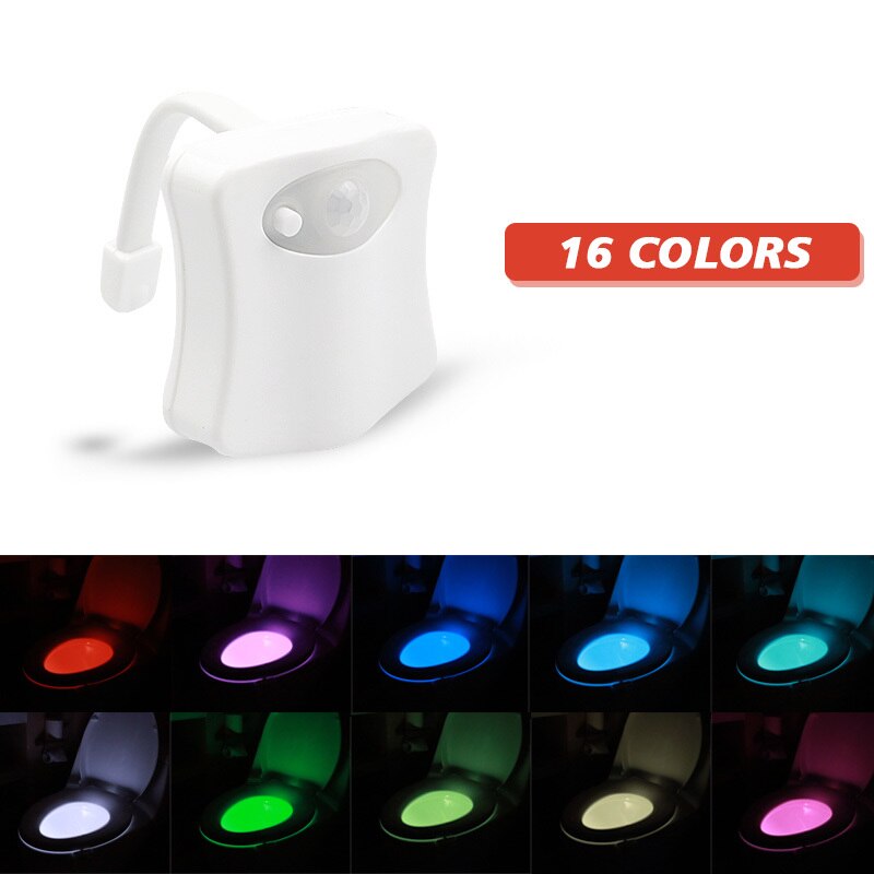 8/16 farben Nacht Leuchtet Batterie Betrieben Luminaria Lampen Wasserdicht Wc Licht PIR Bewegung Sensor Schlecht Lampe LED-hintergrundbeleuchtung: MTD 16-Farbe