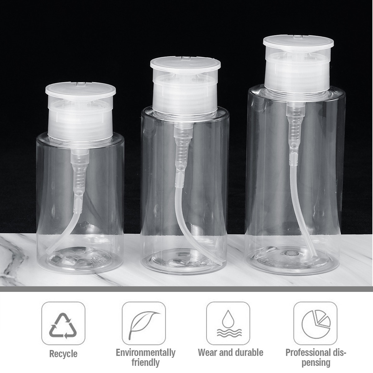 300ml 200ml 150ml druk make-up remover doorzichtig pp lege fles druk pomp reis dispenser toner emulsie water vloeistof fles
