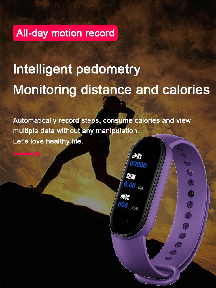 Women's Sports Watches Fitness M5 Female Smart Bracelets Heart Rate Blood Pressure Sleep Monitor Pedometer Bluetooth Connection