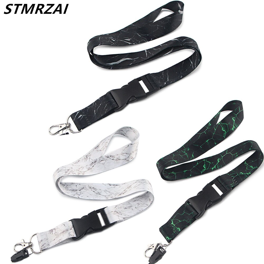 Marble Printing Neck Strap Keychain Lanyard For Keys Women ID Badge Holder Keycord DIY Hanging Rope Mobile Phone Accessories