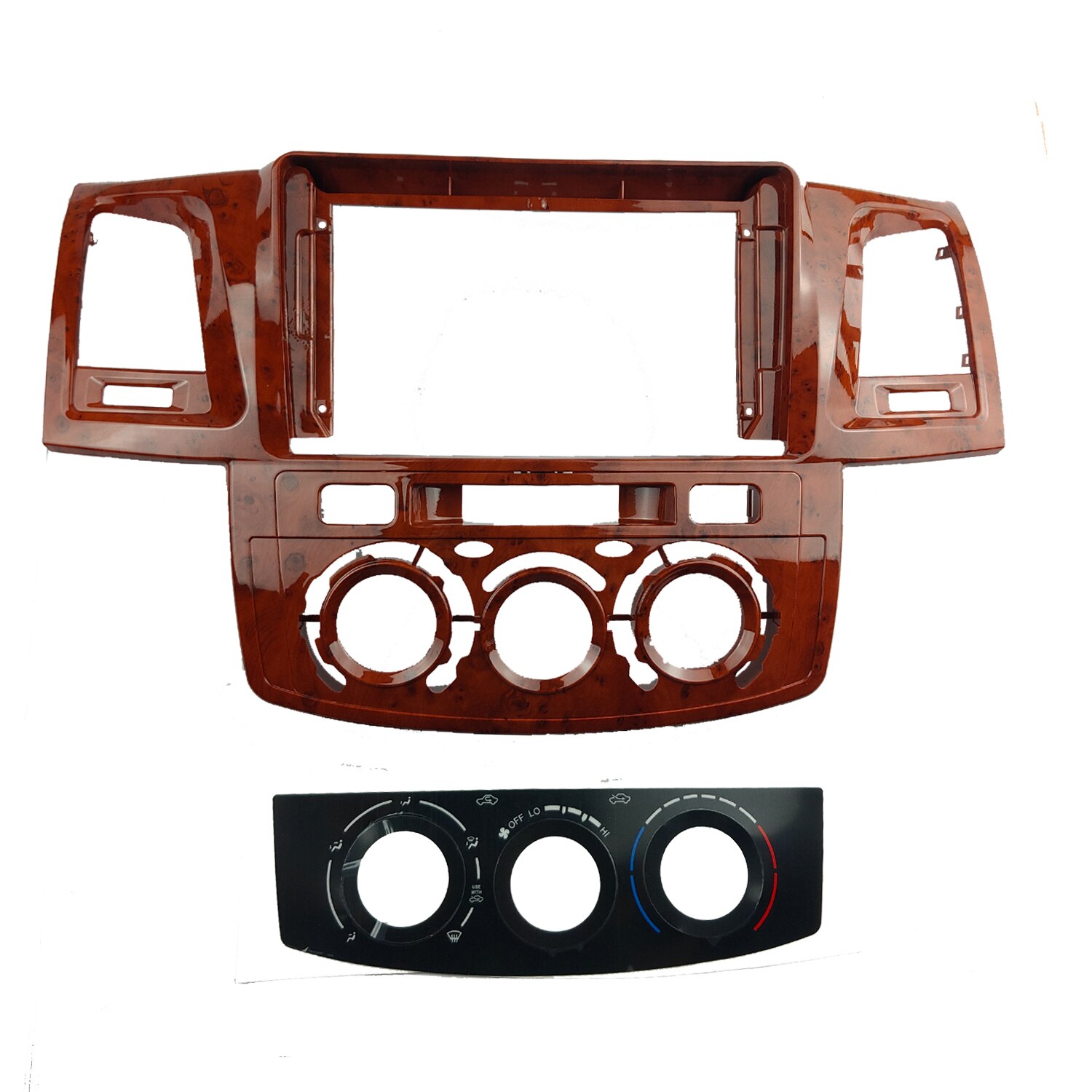 Panel de salpicadero para Toyota Fortuner Vigo Hilux 2007, reproductor de DVD GPS estéreo, instalación envolvente, Kit de placa frontal, marco de Radio: UV Wooden