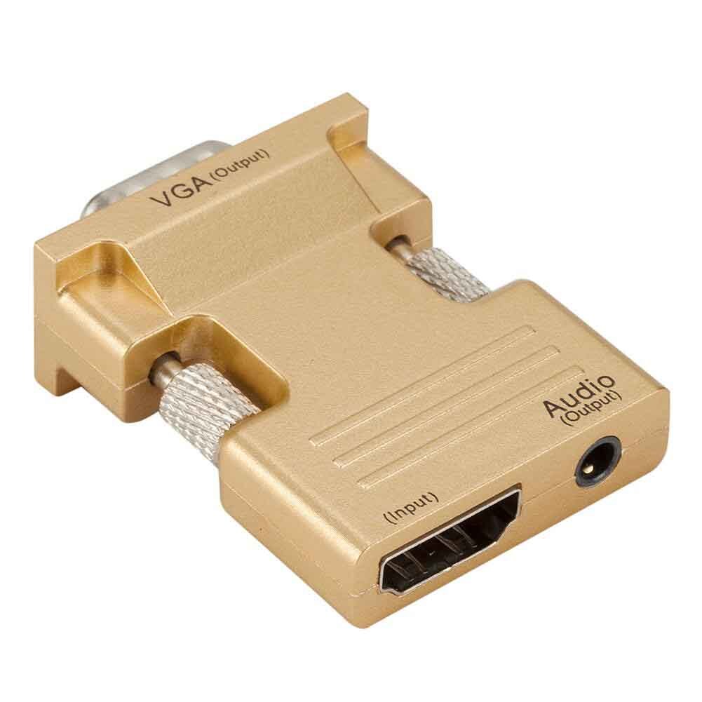 HDMI-compatible Female to VGA Male Converter Adapter With Audio Cable Support 1080P Signal Output for Computer Set-top Box: Yellow