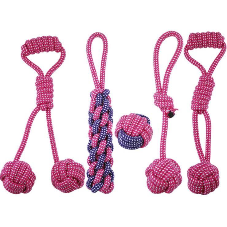 Juguetes para mascotas y perros, pelota de algodón resistente a las mordeduras, palo de cuerda con nudo, juguete interactivo para cachorros, juguetes para masticar dientes, limpieza para perros y gatos: Set