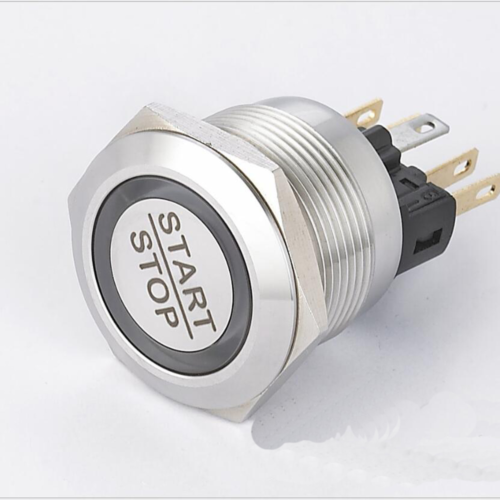 22mm 25mm 30mm Momentary Waterproof Metal START STOP Start Engine Electric Switch 3V 6V 12V 24V Green Red Ring Led