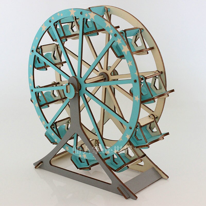 Grande roue 3D Puzzle en bois découpe Laser en bois assemblé jouet bricolage à la main Institution bâtiment jouets pour enfants enfants