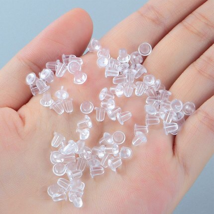 500Pcs 4Mm Half Transparant Rubber Earring Backs Haken Stoppers Oor Bericht Nuts Bevindingen Accessoires Voor Maken Oorbellen