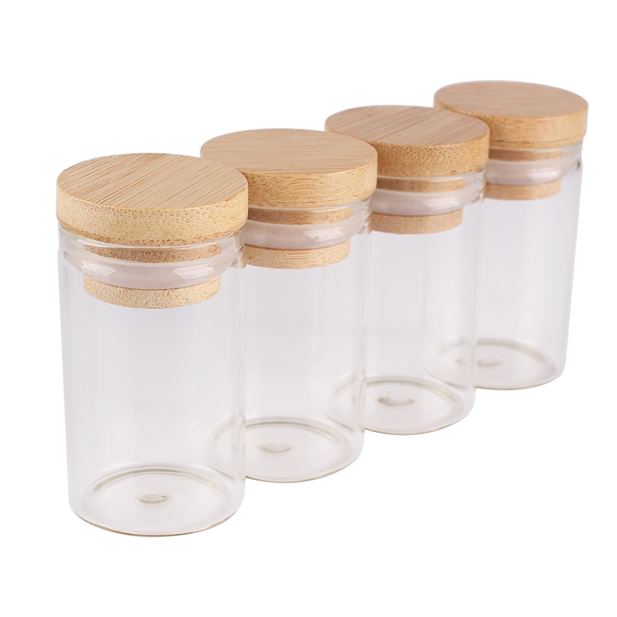 5pcs 20ml 30*50mm Glass Spice Bottles with Bamboo Lids Potion Bottles Glass Vials Message Bottles for Art Crafts
