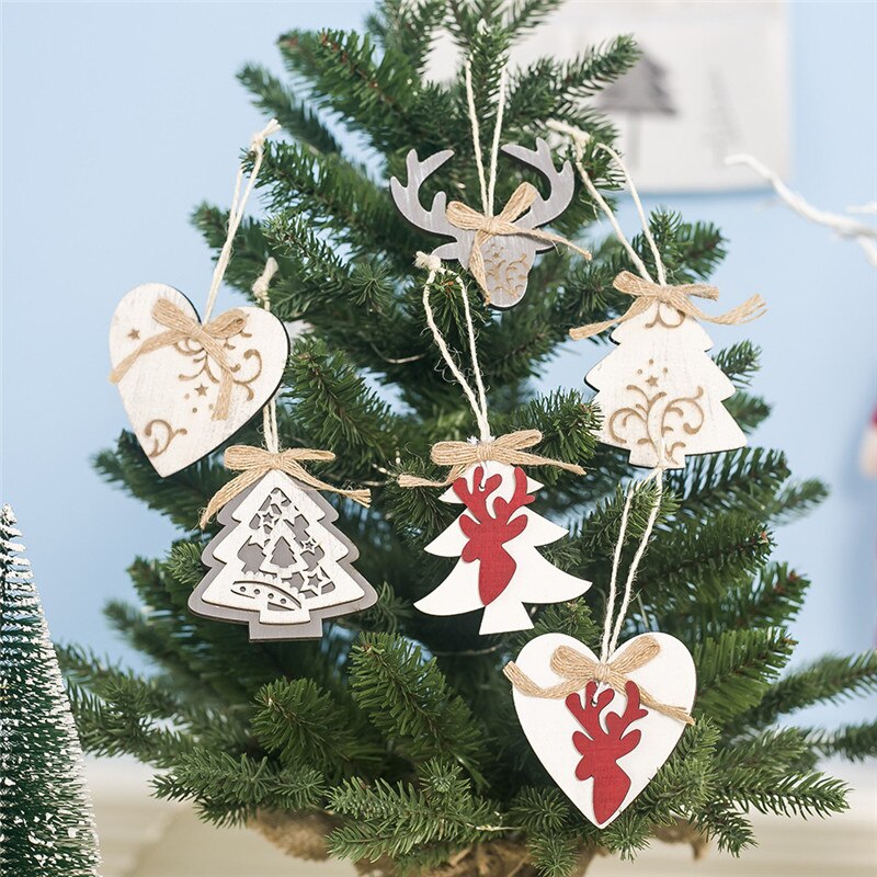 3 stks/set Creatieve Houten Geschilderd Kerstboomversieringen Multi Stijl Ster Hart Elanden Opknoping Hanger Home Party Decoratie