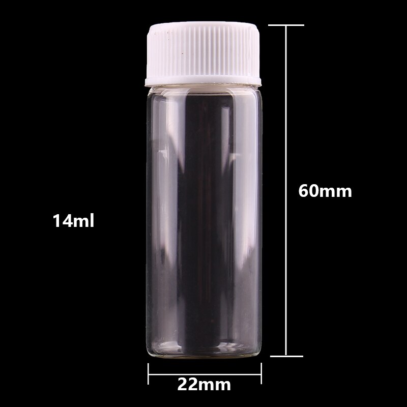 5ml 6ml 7ml 10ml 14ml Mini Clear Glass Bottles with White Plastic Screw Cap Empty Spice Bottles Jars DIY Crafts Vials