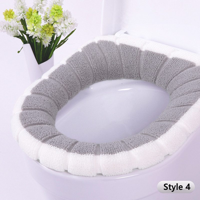 Universal Warm Toilet Seat Cover Pads Washable Cushion Mat Bathroom Accessories for Home Decor: Style 4