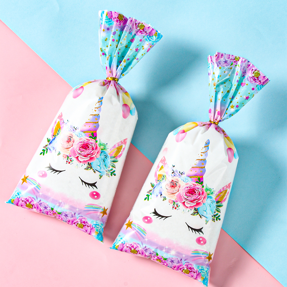 Bolsas de unicornio para dulces, 25/50/100 piezas, embalaje de , decoración de de cumpleaños, bolsa de para niña, suministros de cumpleaños para Baby Shower