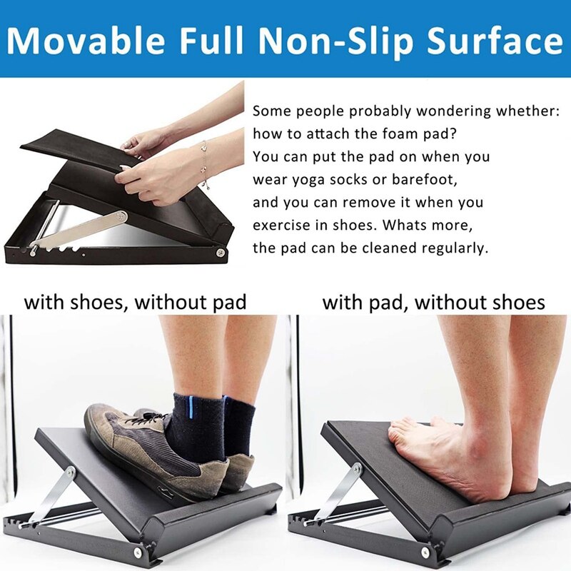 Steel Slant Board with Heel Support &amp; Movable Full Non-Slip Surface, Calf Stretcher,(500 LB Capacity)