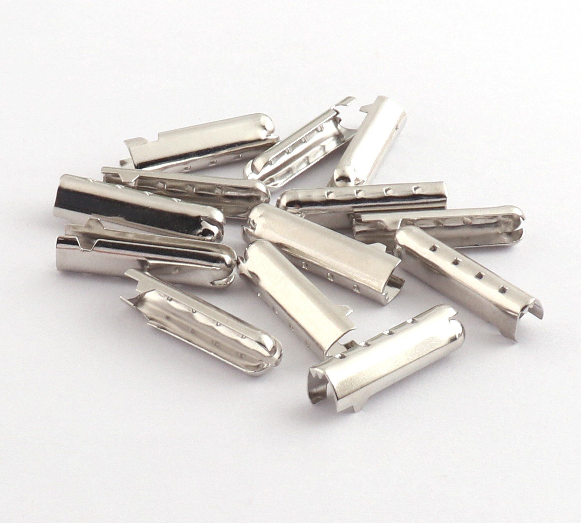 50pcs Gold Ribbon End Clamps Cord Crimp End Crimp Fasteners Ribbon Crimp Cord End Ribbon End Caps 20*6*5mm