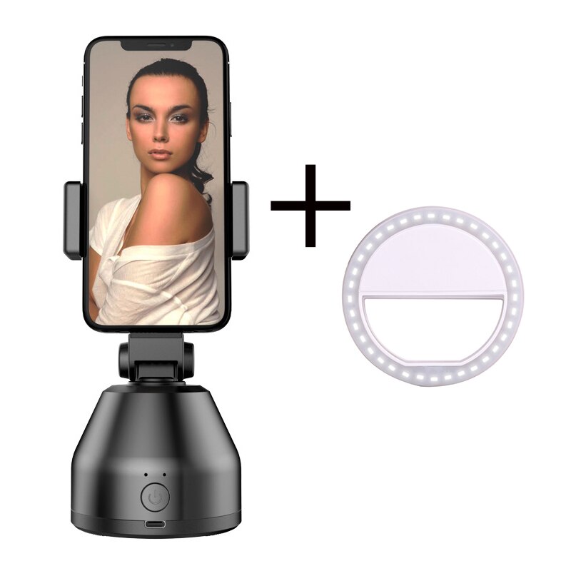 Face Tracking Selfie Stick Tripod 360 Rotation Object Tracking Holder Camera Gimbal For Photo Vlog Live Video Record: Black with light