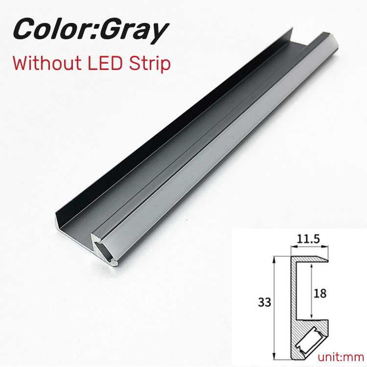 Luz LED para estante de armario, iluminación empotrada de 45 °, perfil de aluminio de 18mm, tablero de madera, barra de Clip trasera, lámparas de tira, 0,5/1m/Uds.: Negro / orange