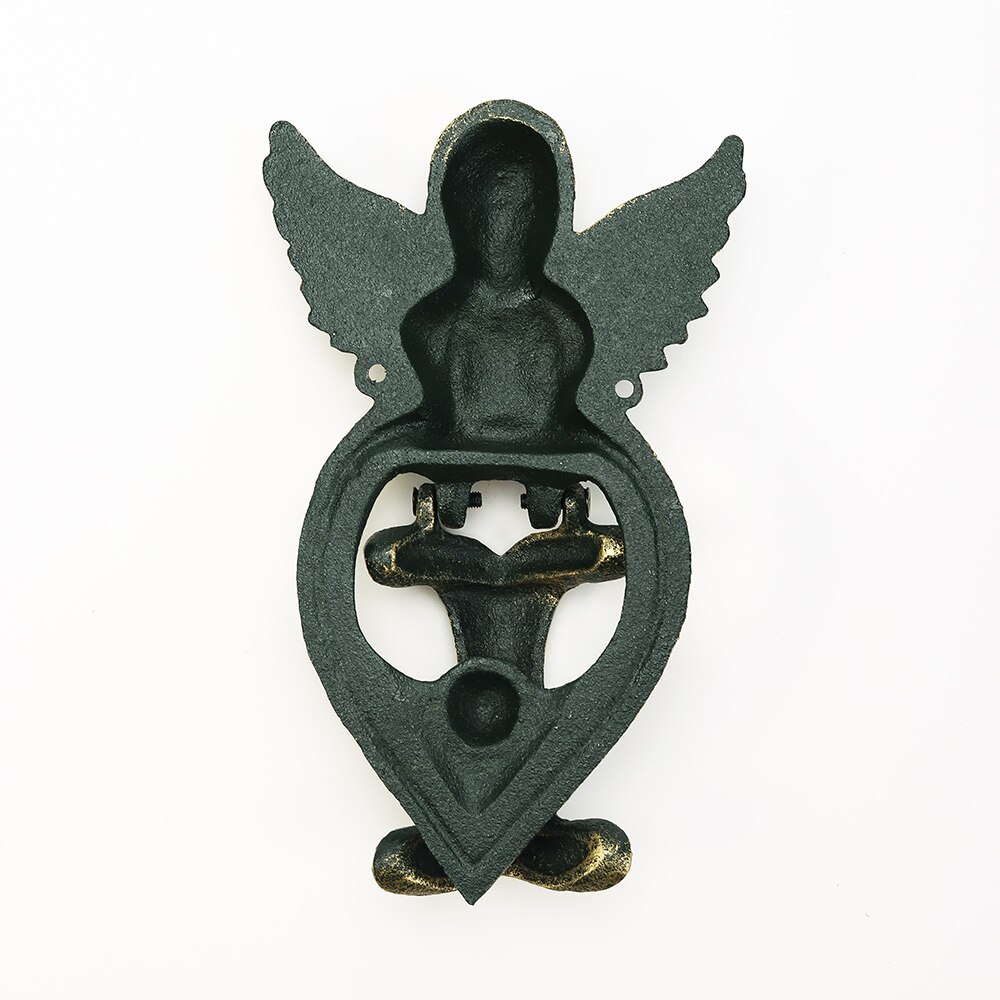 Sungmor-golpeador de puerta de hierro fundido resistente, en forma de Ángel encantador y Color dorado Vintage, resistente al agua y decorativo