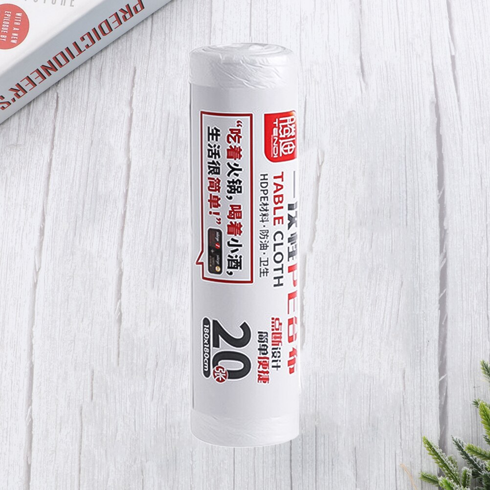 1 Roll/20pcs Disposable Tablecloth Plastic Thin Film Table Covers Dinner Cloth Table Decoration White, 180x180cm A50