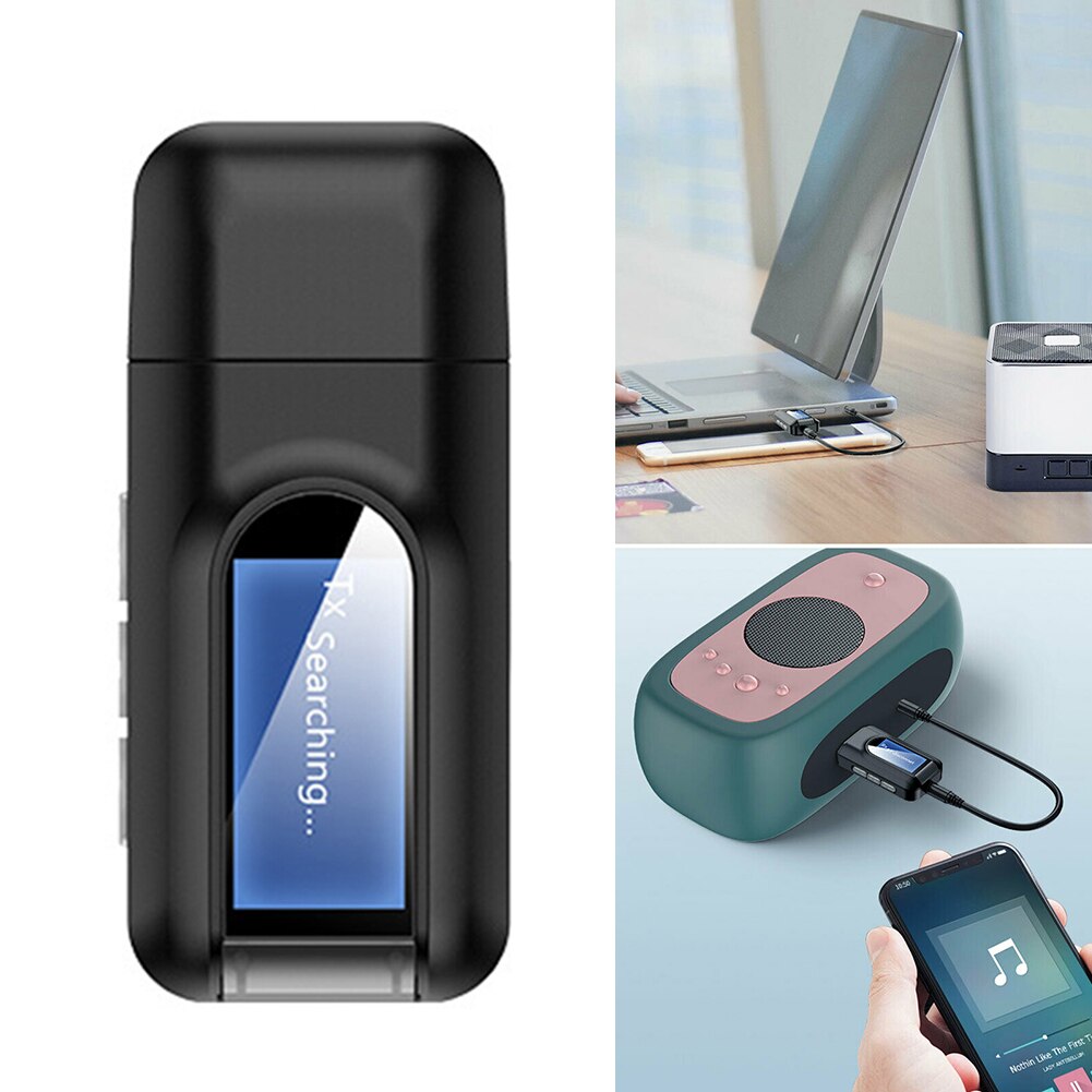 2 in 1 Bluetooth 5.0 Wireless LCD Display Audio Adapter Transmitter Receiver