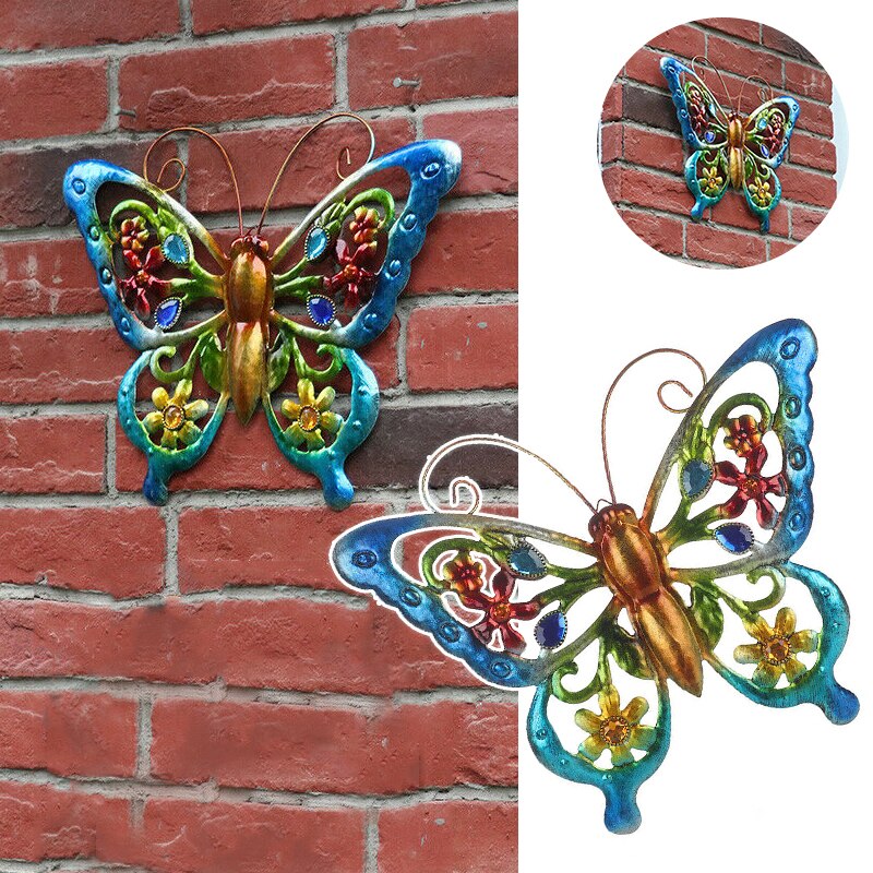 Grande Sculpture de papillon en métal, clôture murale de jardin, ornement artistique suspendu, décoration de maison