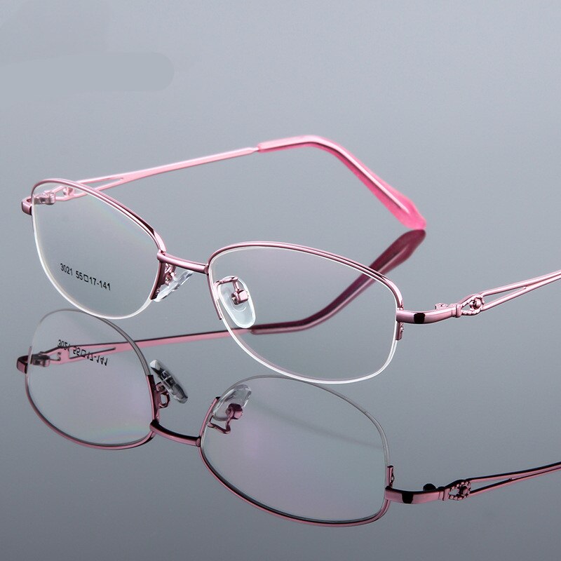 Gafas ópticas de aleación de titanio para mujer, montura ultraligera para miopía, gafas de medio borde