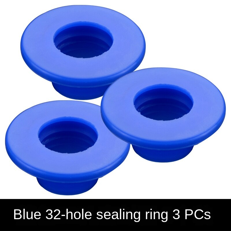 Toilet 40/50 drain pipe deodorant silicone seal washer drain pipe air conditioning pipe dual purpose anti-backwash: blue 32holes (3Pcs)