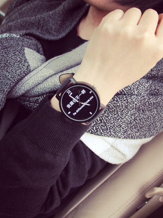 Pars mønster nummer kinesisk stil quartz ure legeret sag læder bånd sort par ur til elsker reloj para pareja