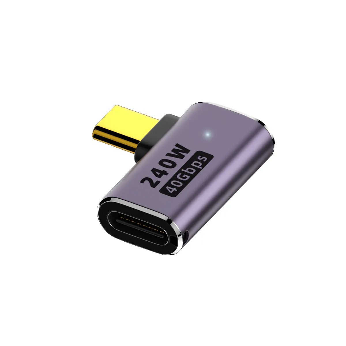 Usb 4.0 pd 240w 8k 60hz laturiliitin macbookille 40 gbps nopea usb c otg u-muotoinen suora kulma uros-naaras sovitin: Taivaansininen