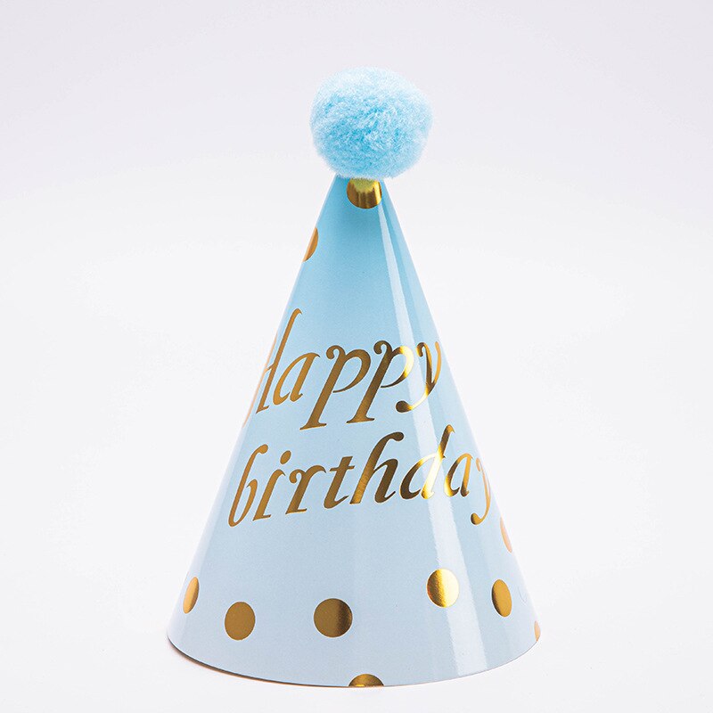 10 stücke Glücklich Geburtstag Hüte Polka Punkt Filz Pompoms Papier Kegel Kappen Baby Dusche Erwachsene freundlicher Geburtstag Party Dekoration Supplie: M-1-35